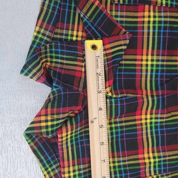 Hot topic Rainbow grid utility shortalls rainbow plaid Size Medium Kidcore - Picture 7 of 11